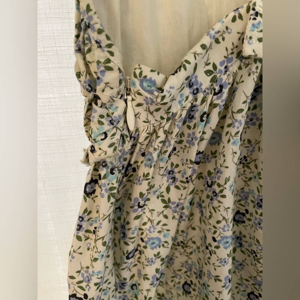 Free People Petunia Mini Dress; Ditsy Floral Cream & Blue - Picture 5 of 10